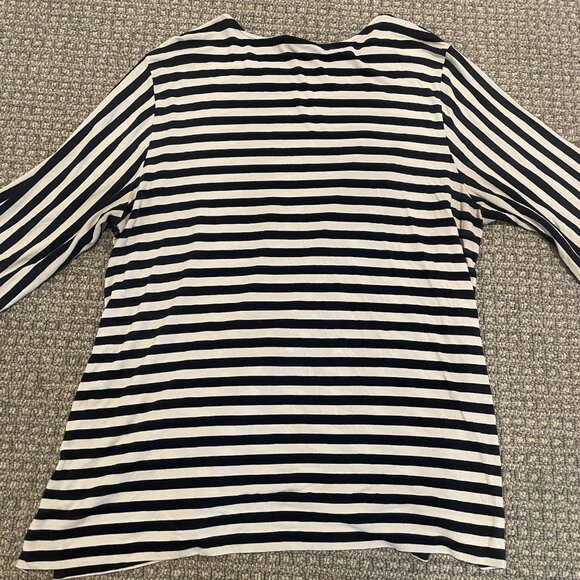 J Jill Whatever Collection Shirt Womens Large Striped Navy Blue Tunic Stretch - Picture 3 of 7